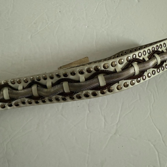 Genuine Leather White Studded Belt Western Cowgirl Country Women - Size M
